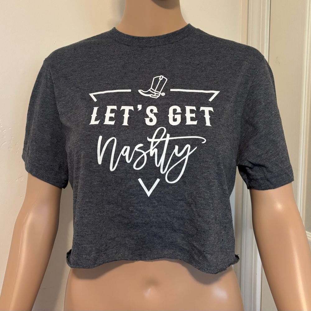 Women’s Grey Crewneck Graphic Crop Top